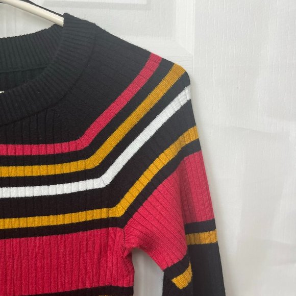 Long Sleeve Women's Sweater - Fashion Nova Sweater - Black Stripes Sweater - Picture 4 of 7